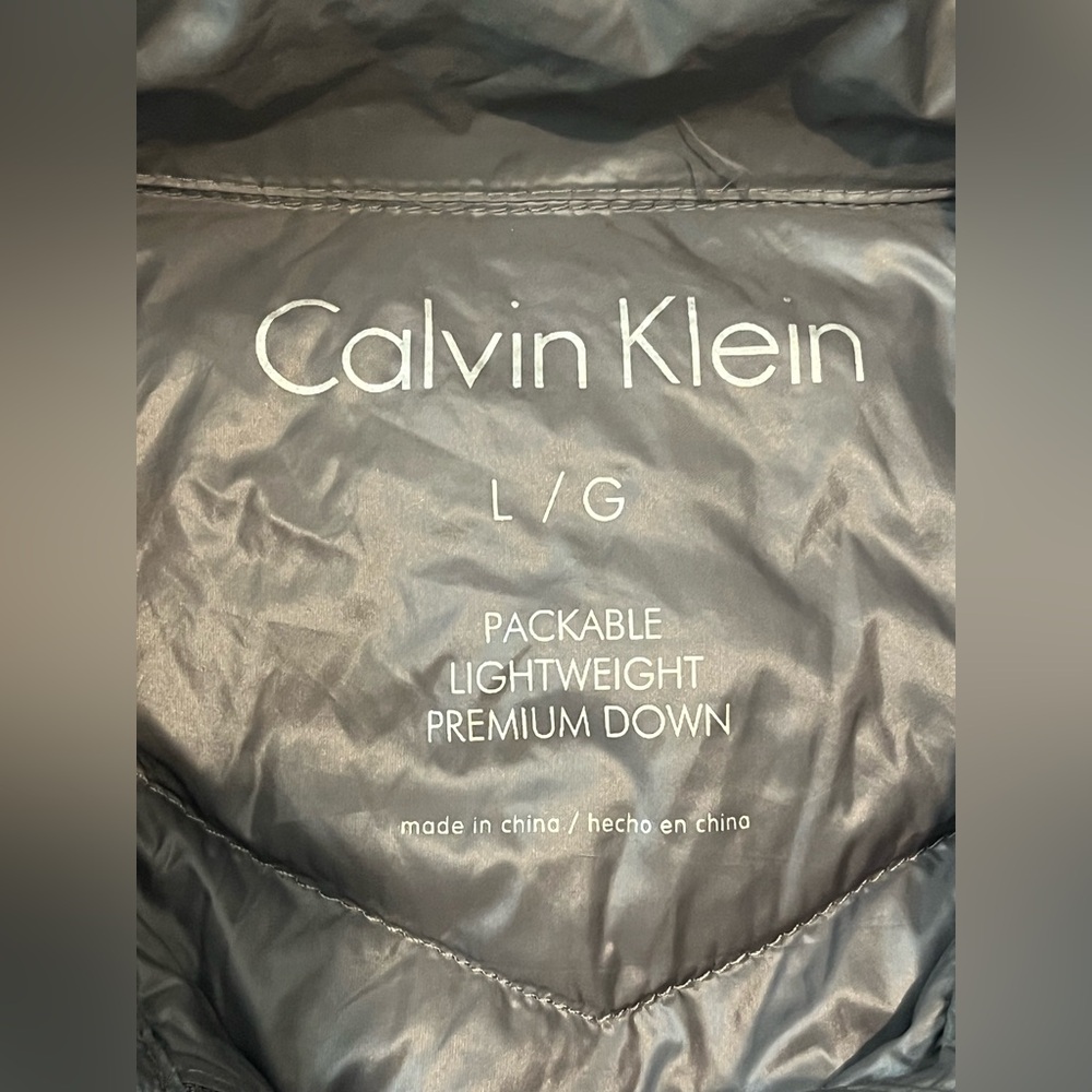 Calvin Klein Women's Charcoal Gray Packable Lightweight Down Puffer Jacket L - Picture 4 of 15